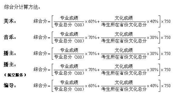 2013年长沙学院美术专业录取分数线