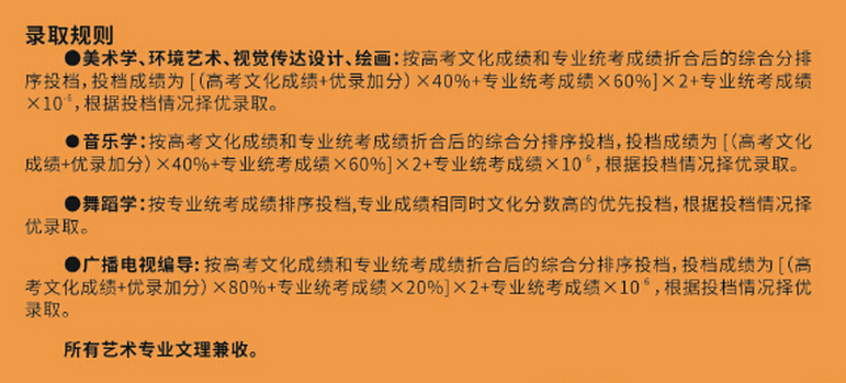 湖北民族学院科技学院2015年艺术类专业录取规则