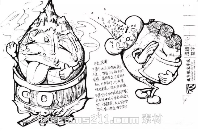 北京服装学院创意速写高分试卷14