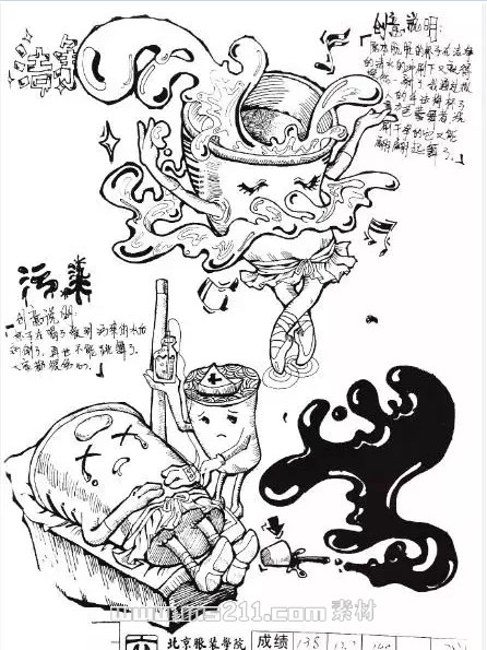 北京服装学院创意速写高分试卷17
