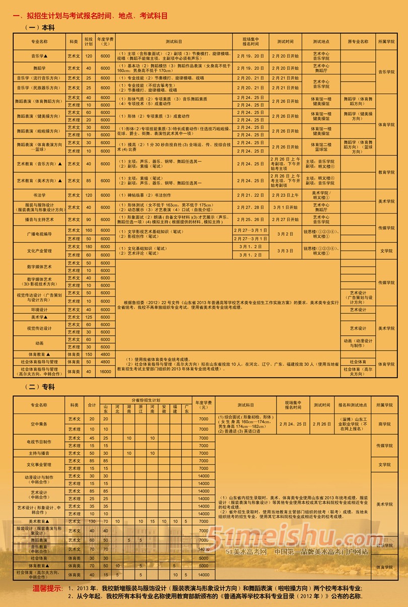 临沂大学2013年艺术类招生简章2