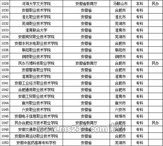 2015年全国高等学校名单