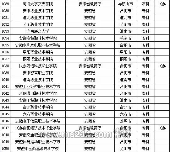 2015年全国高等学校名单