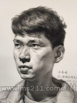 【2018美术联考必备】男青年素描头像作画步骤,51美术社