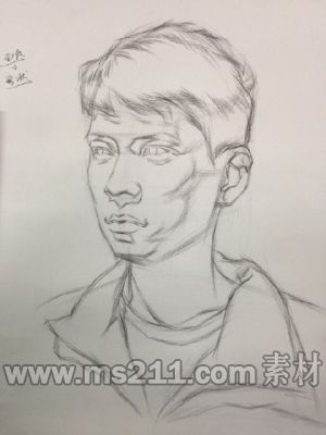 【2018美术联考必备】男青年素描头像作画步骤,51美术社