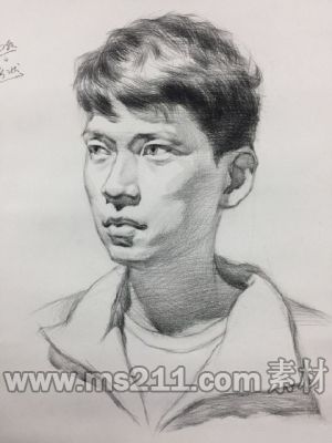 【2018美术联考必备】男青年素描头像作画步骤,51美术社