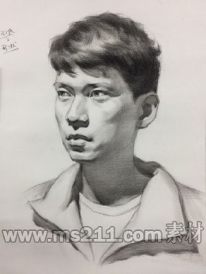 【2018美术联考必备】男青年素描头像作画步骤,51美术社