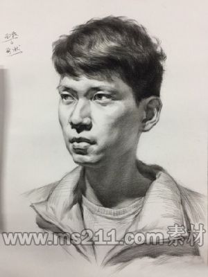 【2018美术联考必备】男青年素描头像作画步骤,51美术社