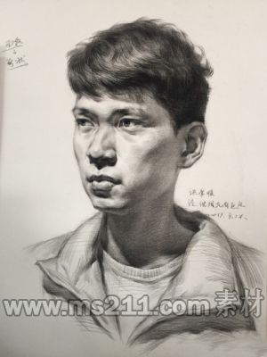 【2018美术联考必备】男青年素描头像作画步骤,51美术社