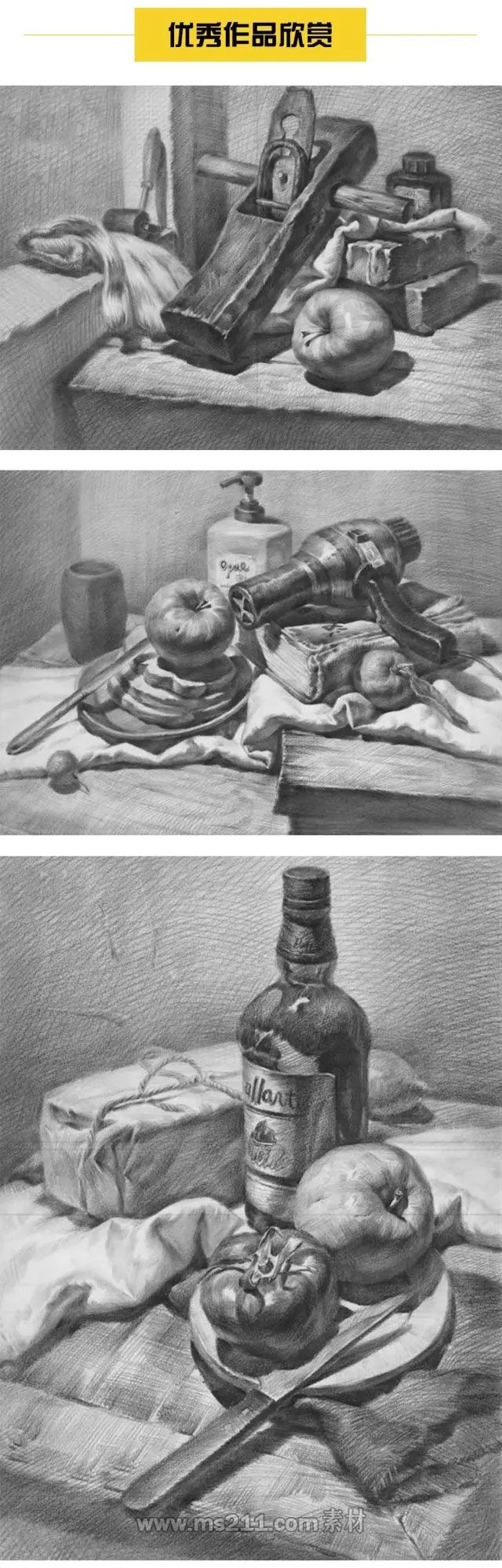 素描静物：不同静物如何区分质感_04.jpg